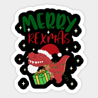 Funny Merry Rexmas Bearded TRex Christmas Hat Merry Xmas Sticker